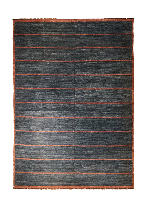 A33105 Oriental Rug Afghan Handmade Area Transitional Tribal 8'10'' x 12'0'' -9x12- Blue Gabbeh Geometric Design