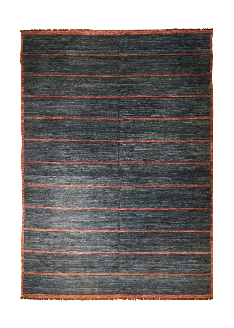 A33105 Oriental Rug Afghan Handmade Area Transitional Tribal 8'10'' x 12'0'' -9x12- Blue Gabbeh Geometric Design