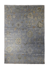 A33168 Oriental Rug Indian Handmade Area Transitional Neutral 5'12'' x 8'10'' -6x9- Gray Yellow Gold Floral Oushak Design