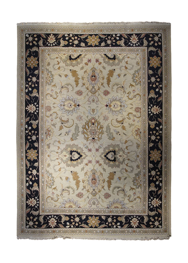 A33185 Oriental Rug Indian Handmade Area Transitional 9'12'' x 14'0'' -10x14- Whites Beige Black Yellow Gold Floral Oushak Design