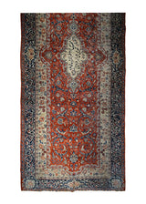 A33189 Persian Rug Sarouk Handmade Area Traditional 6'4'' x 16'4'' -6x16- Red Blue Floral Design