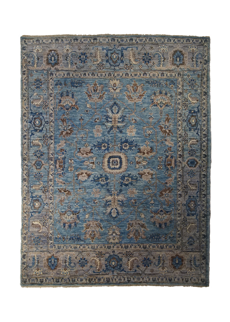 A33208 Oriental Rug Pakistani Handmade Area Transitional Neutral 4'12'' x 6'8'' -5x7- Blue Gray Ariana Geometric Oushak Design