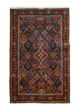A33216 Persian Rug Meymeh Handmade Area Tribal Antique 4'3'' x 6'6'' -4x7- Blue Red Geometric Design