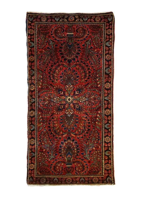 A33219 Persian Rug Sarouk Handmade Runner Traditional Antique 2'5'' x 4'11'' -2x5- Red Floral Design