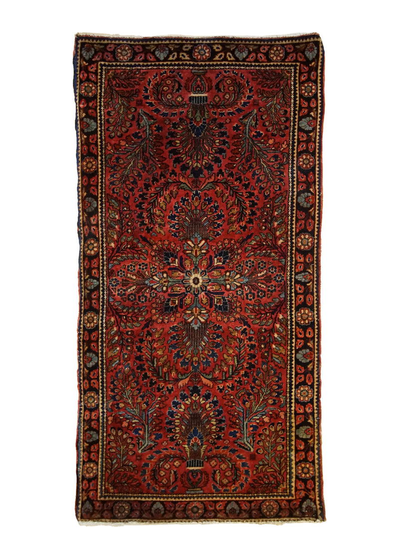 A33219 Persian Rug Sarouk Handmade Runner Traditional Antique 2'5'' x 4'11'' -2x5- Red Floral Design