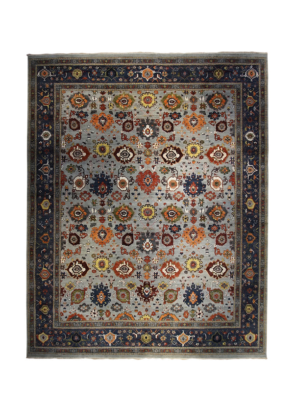 A33234 Oriental Rug Indian Handmade Area Transitional Tribal 12'0'' x 15'0'' -12x15- Blue Floral Serapi Design