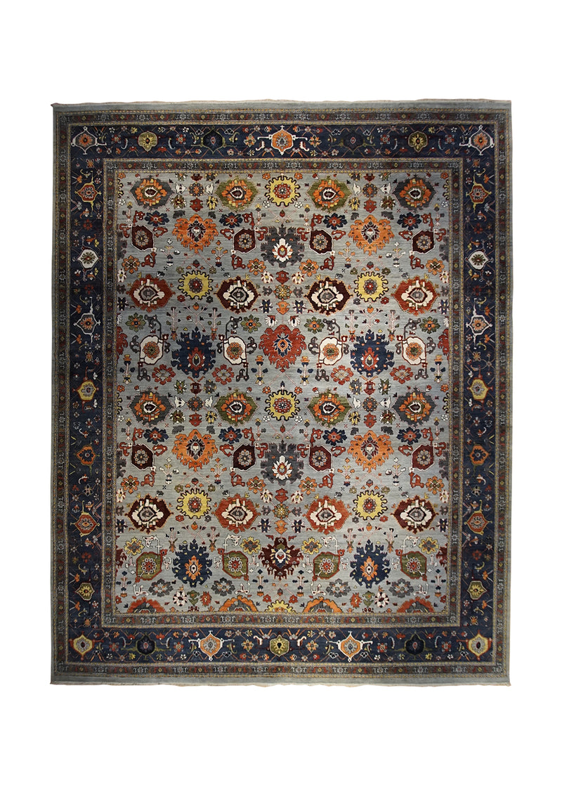 A33234 Oriental Rug Indian Handmade Area Transitional Tribal 12'0'' x 15'0'' -12x15- Blue Floral Serapi Design