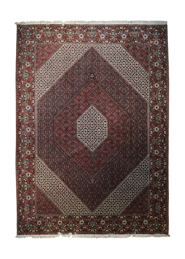 A33236 Persian Rug Bijar Handmade Area Traditional 8'2'' x 11'4'' -8x11- Blue Red Whites Beige Geometric Herati Design