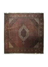 A33237 Persian Rug Bijar Handmade Square Traditional 9'10'' x 9'11'' -10x10- Red Blue Whites Beige Geometric Herati Design