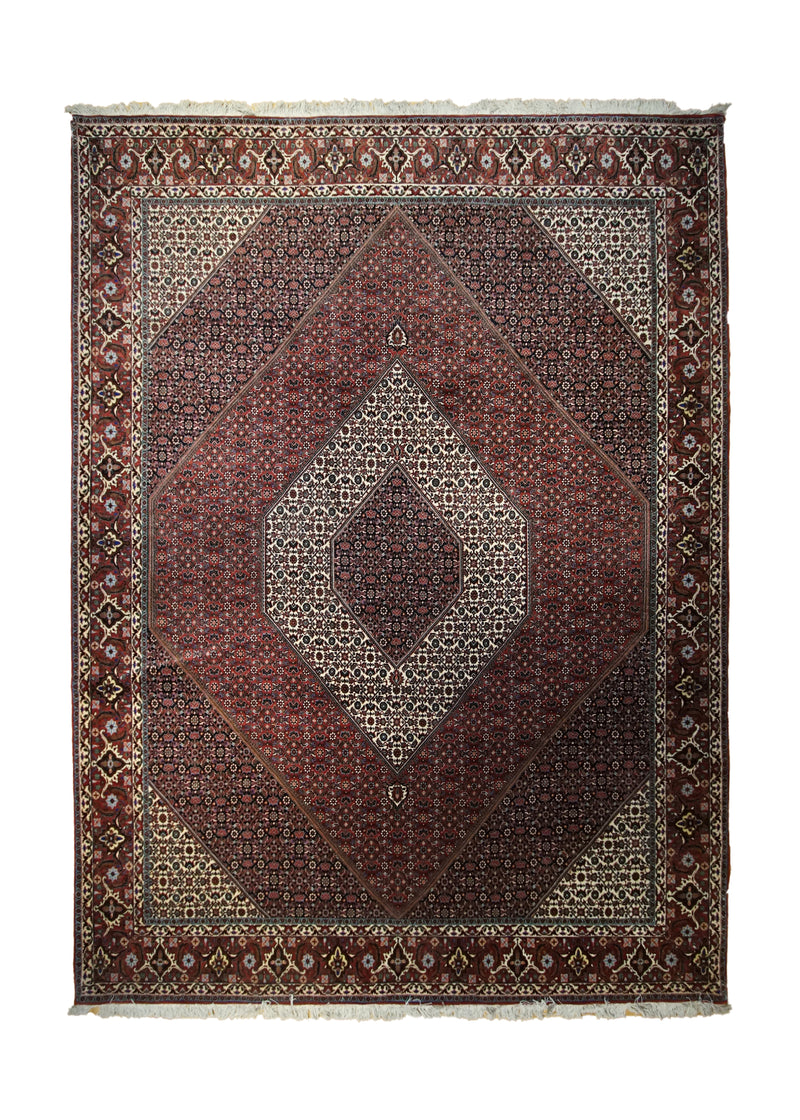 A33239 Persian Rug Bijar Handmade Area Traditional 8'5'' x 11'7'' -8x12- Red Blue Geometric Herati Design