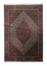 A33246 Persian Rug Bijar Handmade Area Traditional 6'8'' x 9'11'' -7x10- Blue Red Geometric Herati Design