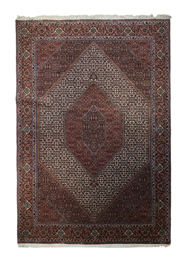 A33246 Persian Rug Bijar Handmade Area Traditional 6'8'' x 9'11'' -7x10- Blue Red Geometric Herati Design