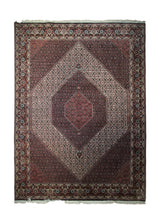 A33247 Persian Rug Bijar Handmade Area Traditional 8'1'' x 11'1'' -8x11- Whites Beige Blue Red Geometric Herati Design
