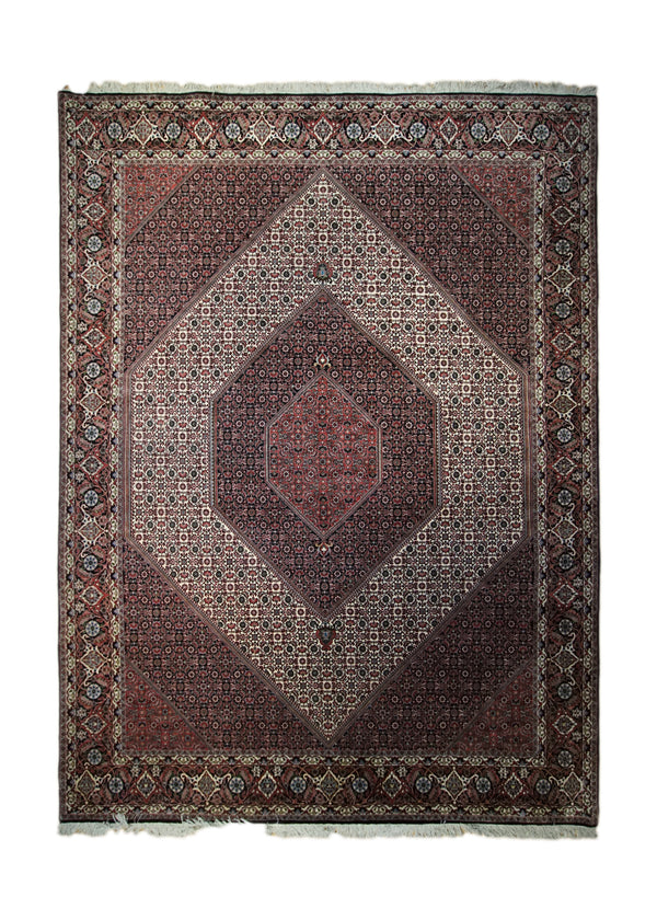 A33247 Persian Rug Bijar Handmade Area Traditional 8'1'' x 11'1'' -8x11- Whites Beige Blue Red Geometric Herati Design