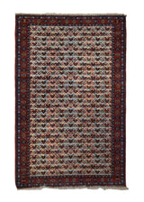 A33254 Persian Rug Yalameh Handmade Area Tribal 5'4'' x 8'5'' -5x8- Whites Beige Red Geometric Design