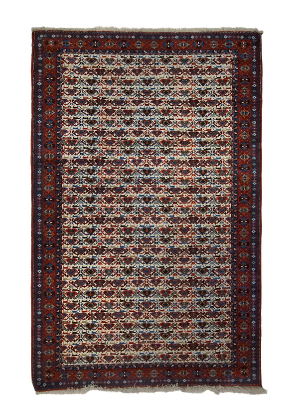 A33254 Persian Rug Yalameh Handmade Area Tribal 5'4'' x 8'5'' -5x8- Whites Beige Red Geometric Design