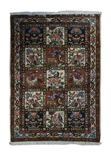 A33257 Persian Rug Bakhtiari Handmade Area Tribal 3'8'' x 5'1'' -4x5- Multi-color Red Garden Animals Design