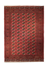 A33271 Persian Rug Turkmen Handmade Area Tribal 7'1'' x 9'6'' -7x10- Red Elephant Foot Bokhara Design