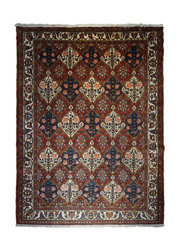 A33289 Persian Rug Bakhtiari Handmade Area Tribal 7'2'' x 9'6'' -7x10- Red Garden Design