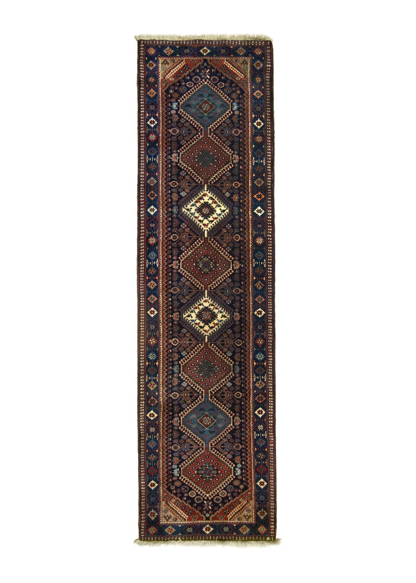 A33291 Persian Rug Yalameh Handmade Runner Tribal 2'9'' x 9'11'' -3x10- Blue Red Geometric Design.jpg