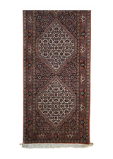 A33298 Persian Rug Bijar Handmade Runner Traditional 2'2'' x 9'7'' -2x10- Blue Red Orange Geometric Herati Design