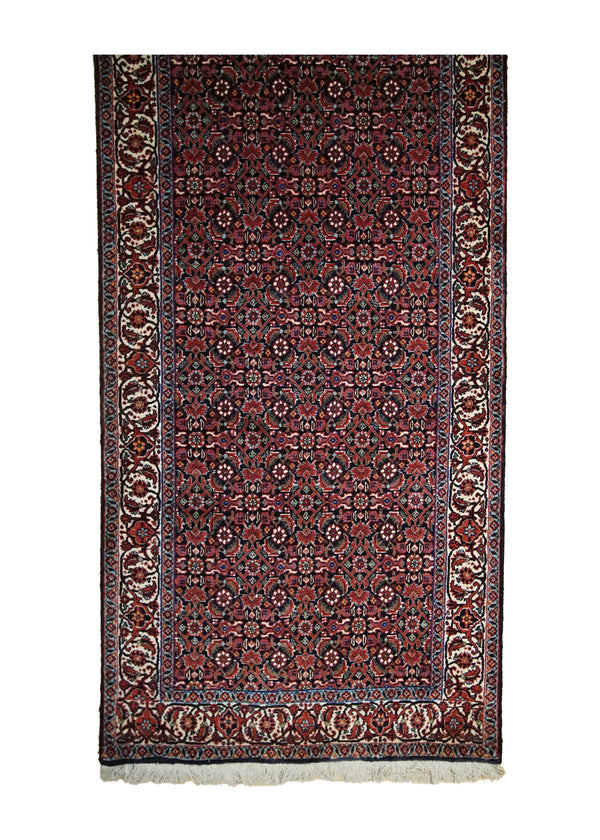 A33300 Persian Rug Bijar Handmade Runner Traditional 2'7'' x 9'8'' -3x10- Red Blue Geometric Herati Design