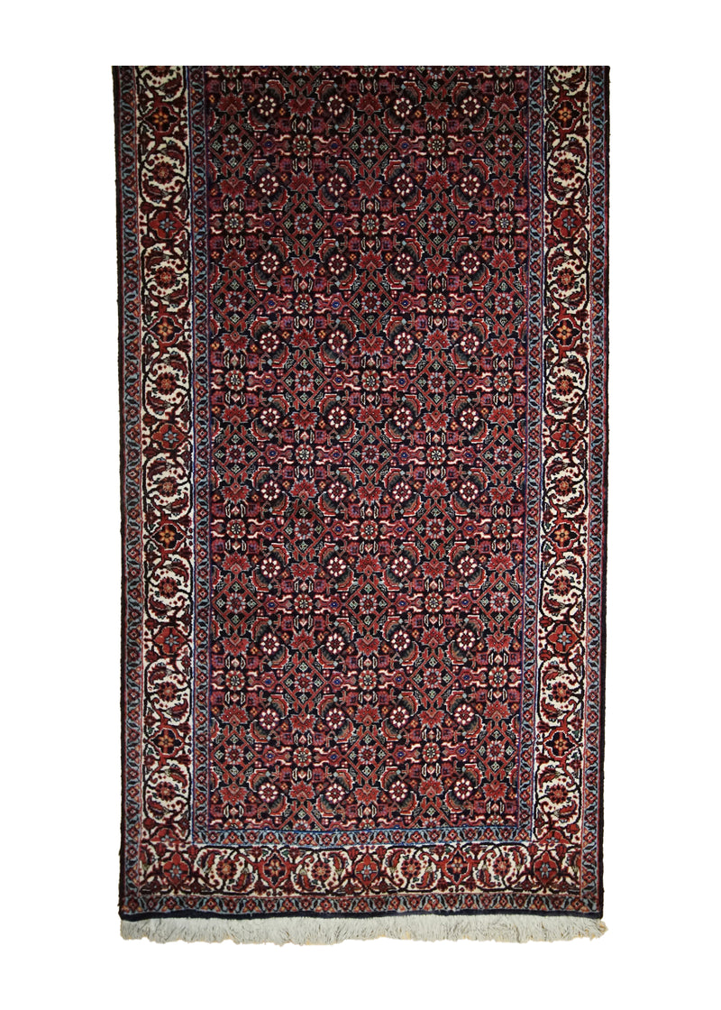 A33300 Persian Rug Bijar Handmade Runner Traditional 2'7'' x 9'8'' -3x10- Red Blue Geometric Herati Design