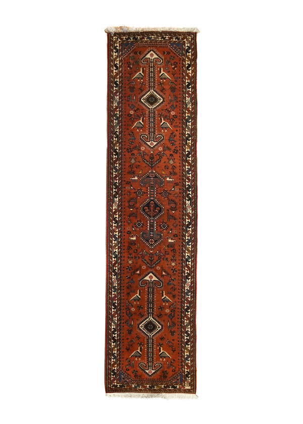 A33307 Persian Rug Abadeh Handmade Runner Tribal 2'5'' x 9'7'' -2x10- Red Geometric Animals Design.jpg