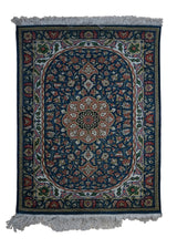 A33311 Persian Rug Qum Handmade Area Traditional 1'10'' x 2'5'' -2x2- Blue Orange Floral Design