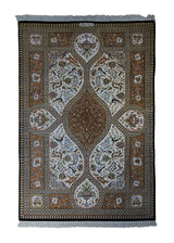 A33328 Persian Rug Qum Handmade Area Traditional 3'3'' x 4'9'' -3x5- Whites Beige Pink Black Garden Design