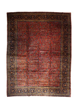 A33332 Persian Rug Kashan Handmade Area Traditional Antique 11'9'' x 16'8'' -12x17- Red Blue Tree of Life Design