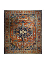 A33338 Oriental Rug Turkish Handmade Area Transitional Tribal 10'6'' x 12'3'' -11x12- Red Blue Serapi Geometric Design