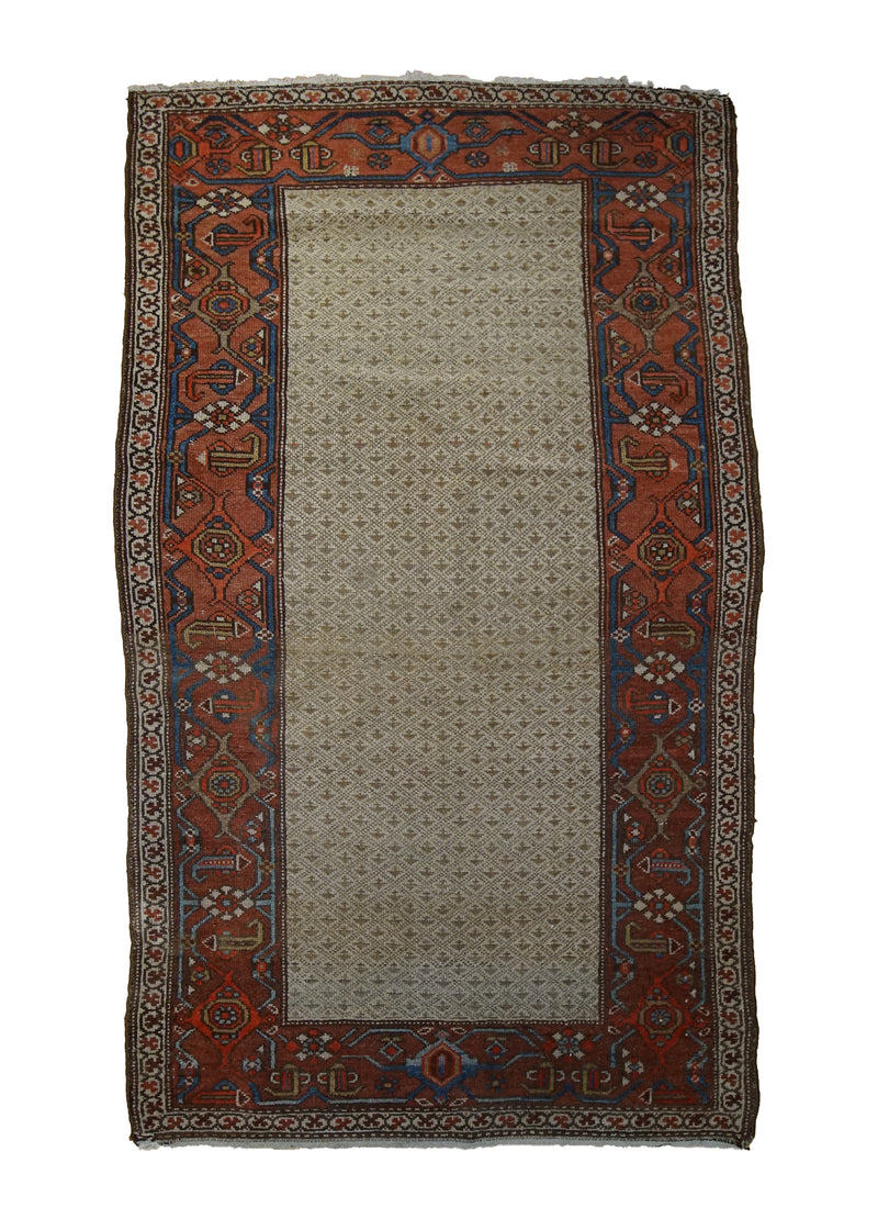 A33343 Persian Rug Malayer Handmade Area Tribal Antique 3'6'' x 5'8'' -4x6- Whites Beige Red Geometric Design