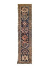A33345 Caucasian Rug Shirvan Handmade Area Tribal Antique 3'3'' x 14'0'' -3x14- Blue Orange Geometric Design.jpg