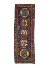 A33348 Caucasian Rug Gharabagh Handmade Runner Tribal Antique 3'0'' x 8'9'' -3x9- Blue Red Geometric Design.jpg