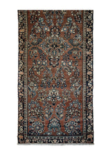 A33351 Persian Rug Sarouk Handmade Runner Traditional Antique 2'5'' x 6'3'' -2x6- Pink Blue Whites Beige Floral Design