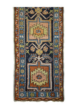 A33356 Persian Rug Gharajeh Handmade Runner Tribal Antique 2'2'' x 9'1'' -2x9- Blue Red Geometric Design