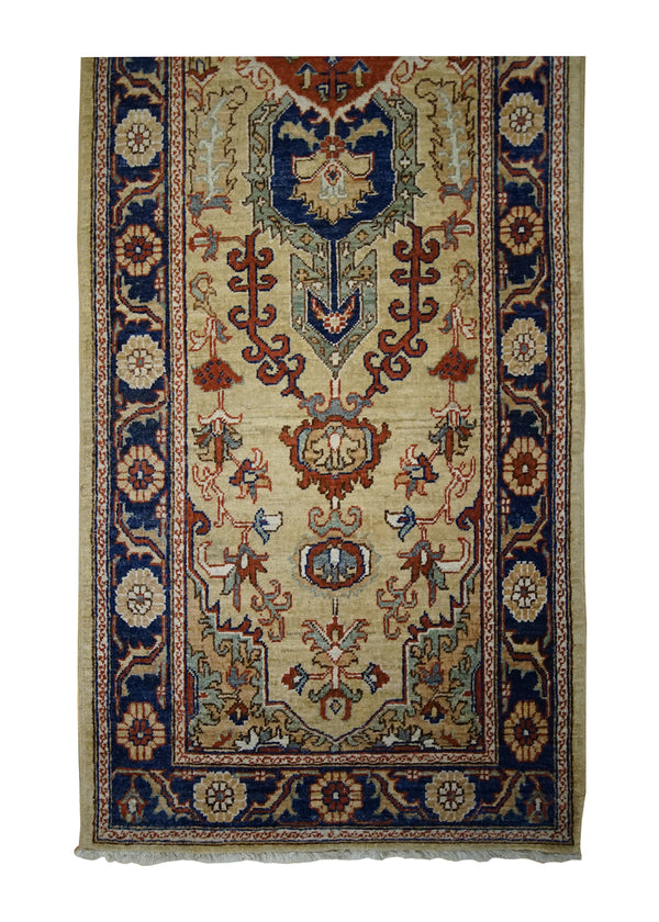 A33358 Oriental Rug Pakistani Handmade Runner Transitional Tribal 2'8'' x 9'11'' -3x10- Yellow Gold Blue Floral Heriz Design