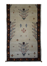 A33364 Persian Rug Gabbeh Handmade Runner Tribal 2'8'' x 6'10'' -3x7- Whites Beige Blue Tree of Life Design