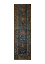 A33368 Oriental Rug Turkish Handmade Runner Traditional 1'3'' x 5'7'' -1x6- Blue Red Floral Design