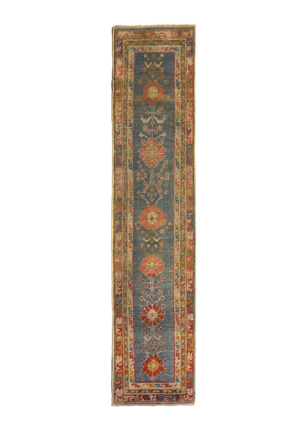 A33368 Oriental Rug Turkish Handmade Runner Traditional 1'3'' x 5'7'' -1x6- Blue Red Floral Design.jpg