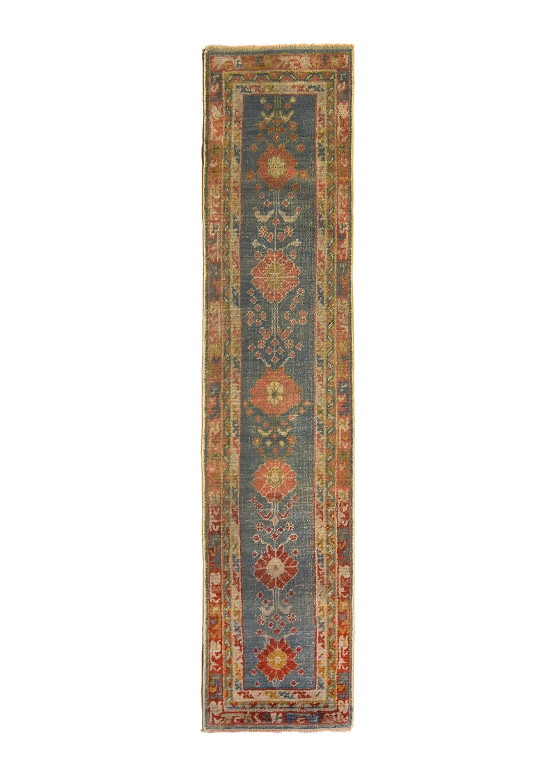 A33368 Oriental Rug Turkish Handmade Runner Traditional 1'3'' x 5'7'' -1x6- Blue Red Floral Design.jpg