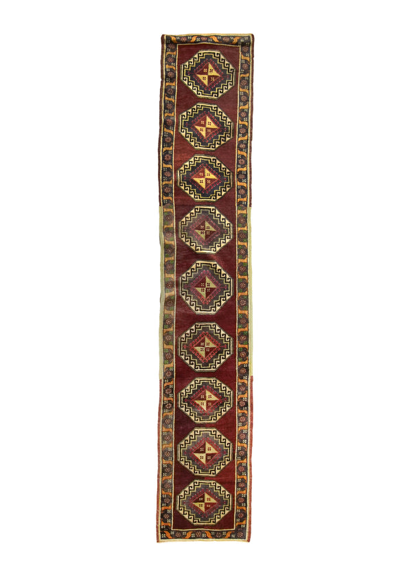A33371 Oriental Rug Turkish Handmade Runner Tribal 1'7'' x 8'10'' -2x9- Red Geometric Design.jpg