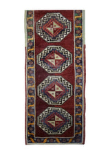 A33371 Oriental Rug Turkish Handmade Runner Tribal 1'7'' x 8'10'' -2x9- Red Geometric Design