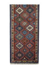 A33373 Persian Rug Yalameh Handmade Runner Tribal 2'0'' x 6'5'' -2x6- Red Blue Geometric Design