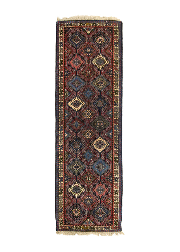 A33373 Persian Rug Yalameh Handmade Runner Tribal 2'0'' x 6'5'' -2x6- Red Blue Geometric Design.jpg
