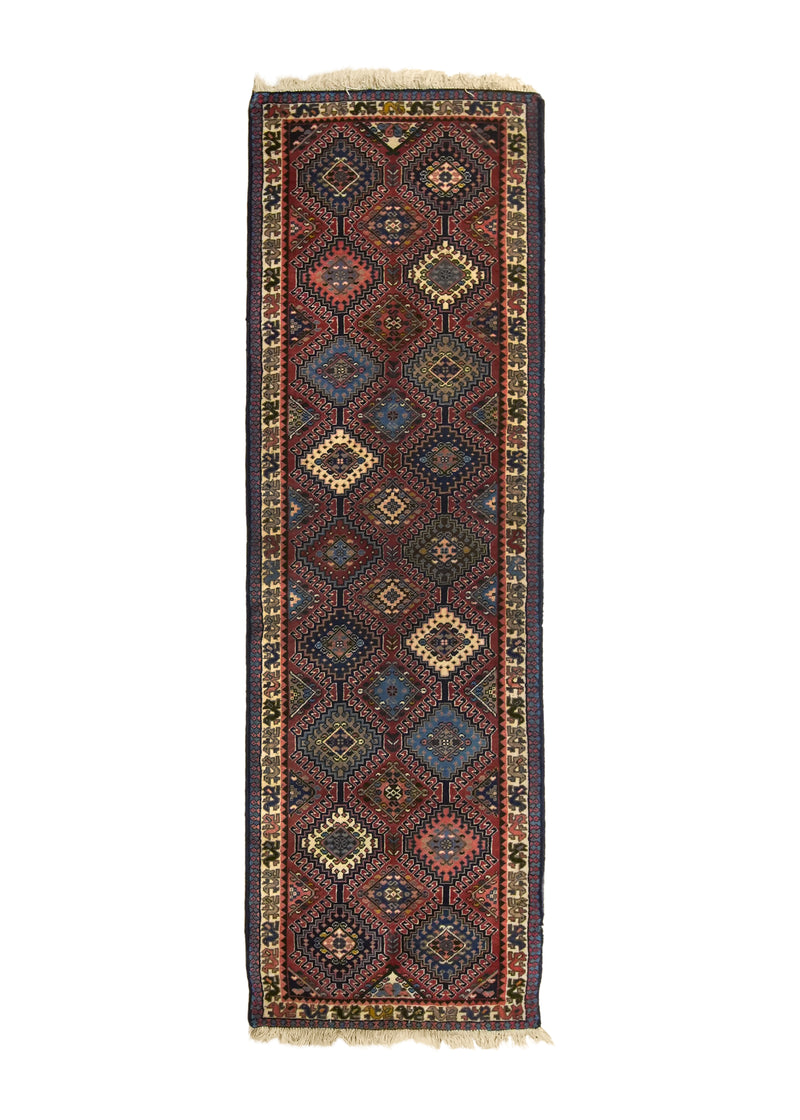 A33373 Persian Rug Yalameh Handmade Runner Tribal 2'0'' x 6'5'' -2x6- Red Blue Geometric Design.jpg