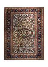 A33374 Oriental Rug Pakistani Handmade Area Transitional Tribal 9'3'' x 11'4'' -9x11- Whites Beige Blue Red Serapi Floral Design