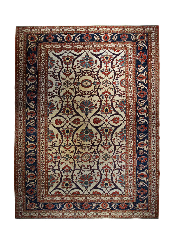 A33374 Oriental Rug Pakistani Handmade Area Transitional Tribal 9'3'' x 11'4'' -9x11- Whites Beige Blue Red Serapi Floral Design