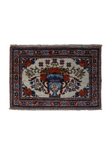 A33382 Oriental Rug Pakistani Handmade Area Transitional 1'5'' x 2'1'' -1x2- Whites Beige Red Ariana Floral Design
